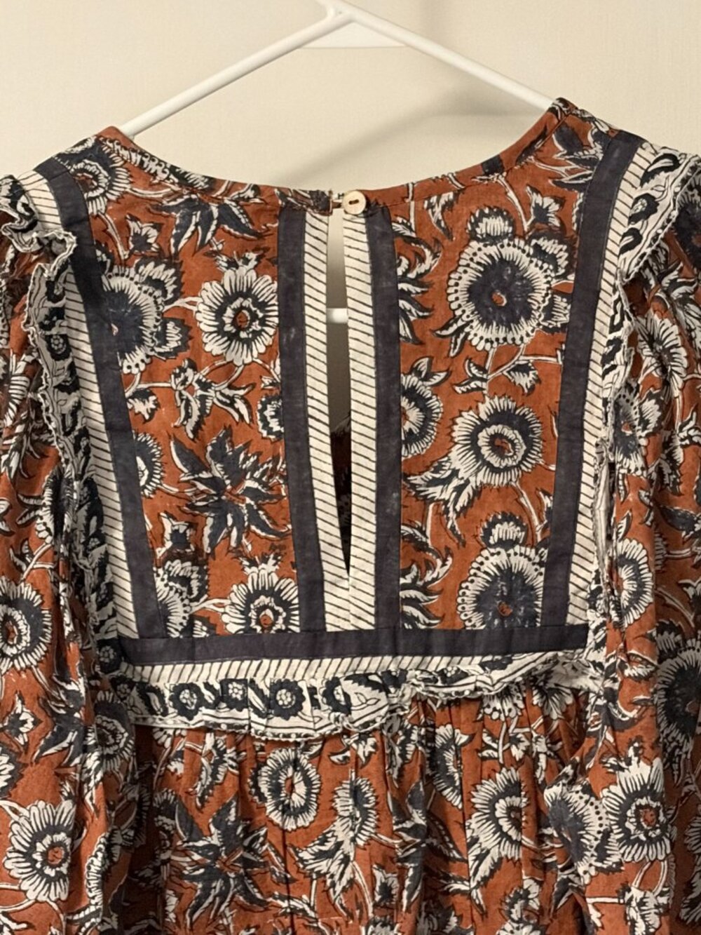 Cleobella Amy organic cotton peasant blouse sienna block size medium bohemian - Picture 6 of 11